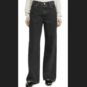 Alex Mill Alek Relaxed Wide Leg Jeans in Seattle Black Wash